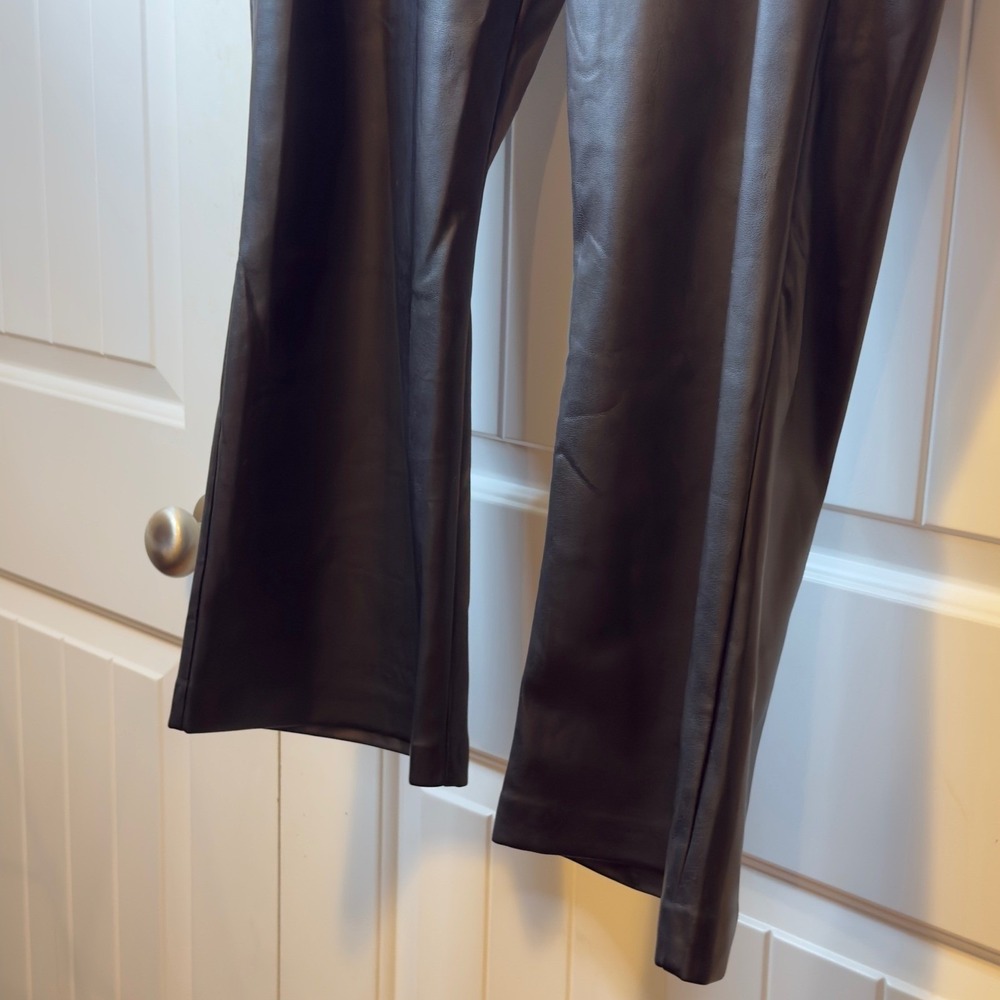 Zara Black Faux Leather High Rise Cropped Flare Pants Womens Plus Size 2X Chic - Picture 5 of 10